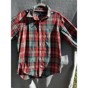 Ralph Lauren Polo Button Up Shirt Mens Size Large Plaid Green Pony Preppy P1